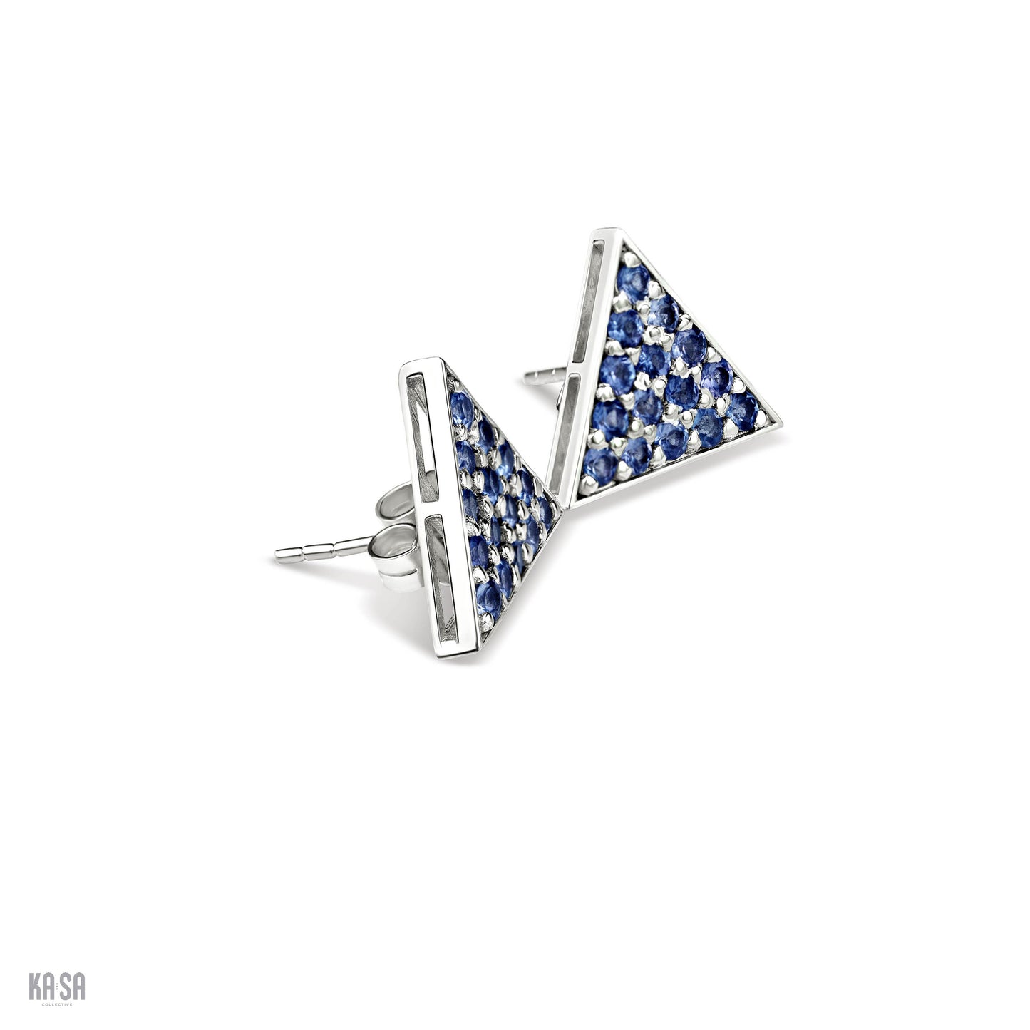 Tanzanite and sterling silver triangle earrings