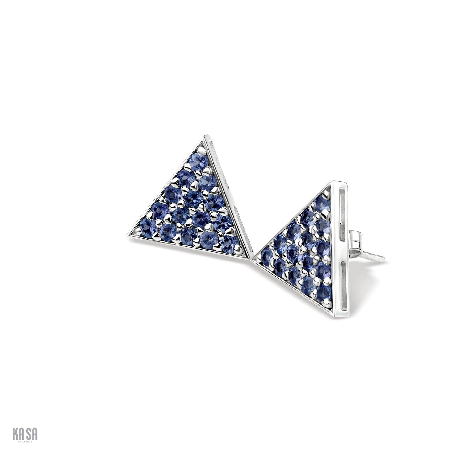 Tanzanite and sterling silver triangle earrings