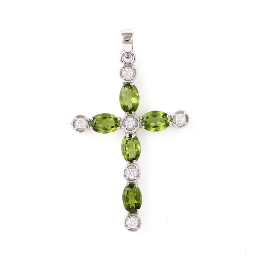 Peridot and Cubic Zirconia sterling silver pendant