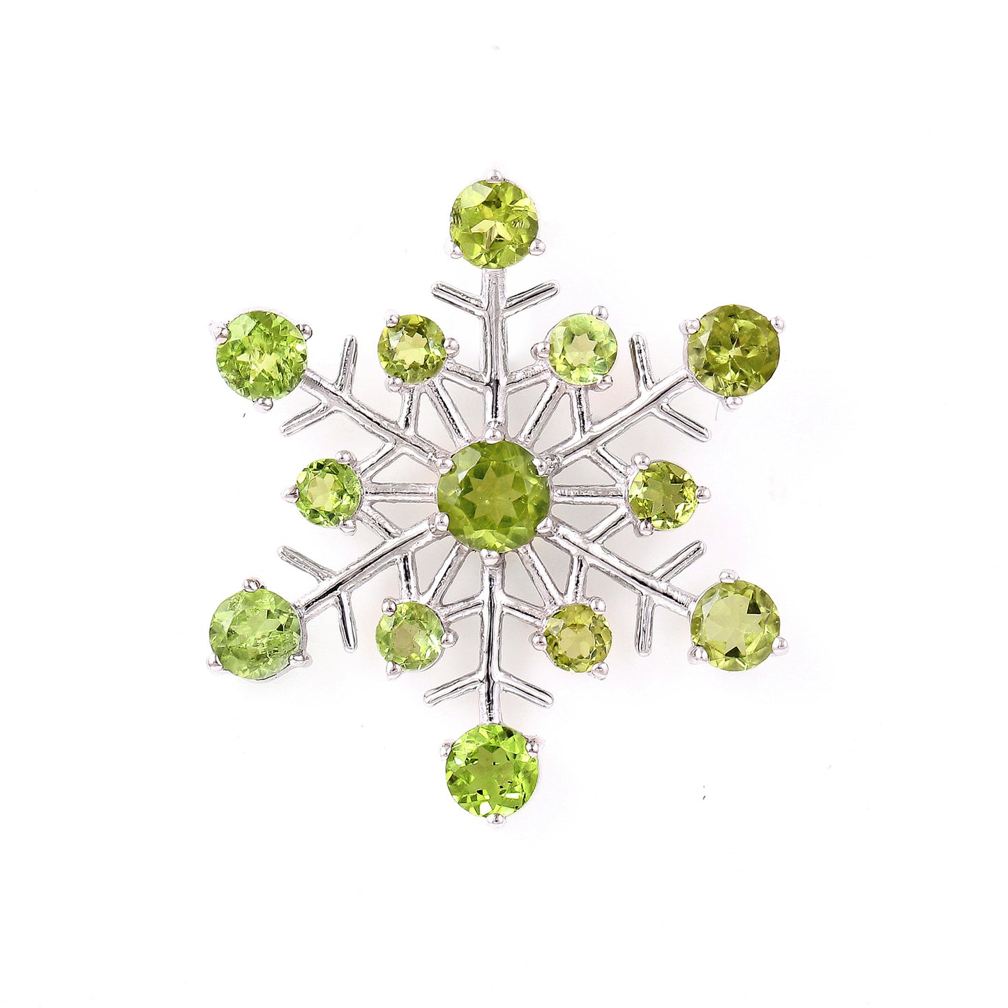 Peridot sterling silver snowflake pendant