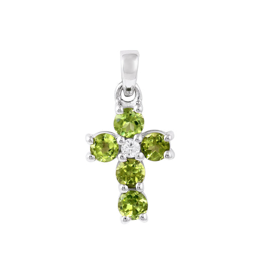 Peridot and Cubic Zirconia sterling silver pendant