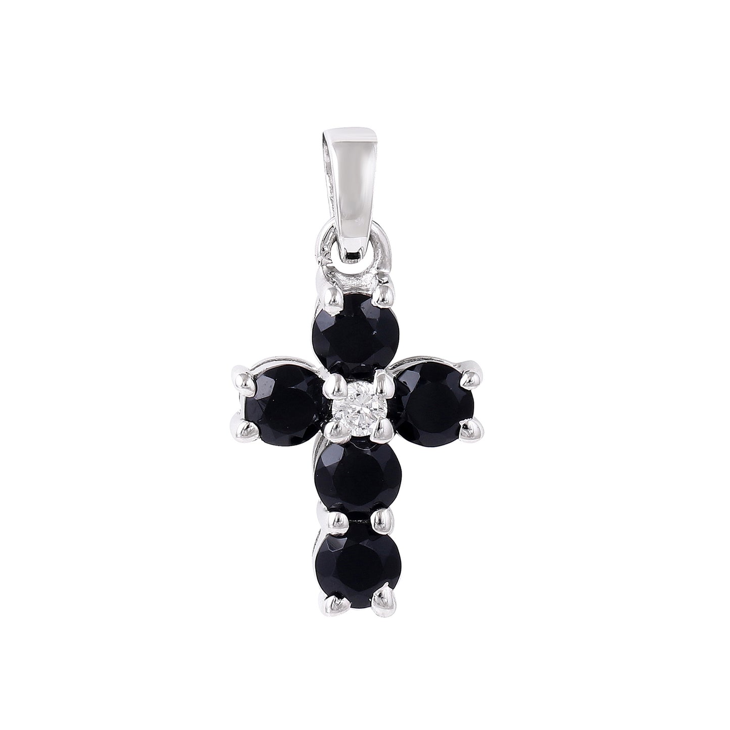 Black Onyx and Cubic Zirconia sterling silver pendant