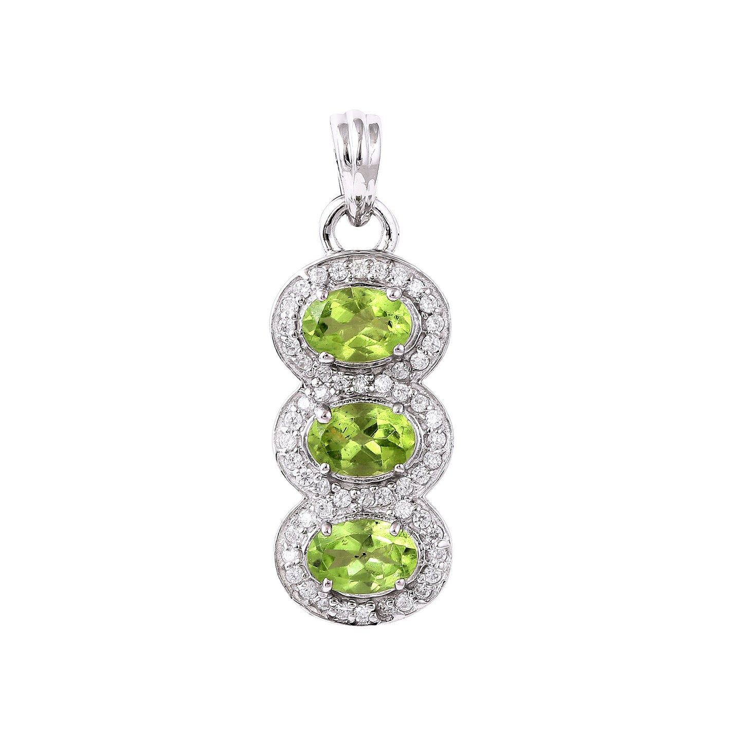 Peridot and Cubic Zirconia sterling silver pendant