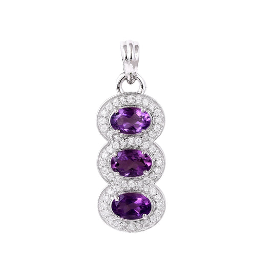 Amethyst and Cubic Zirconia sterling silver pendant