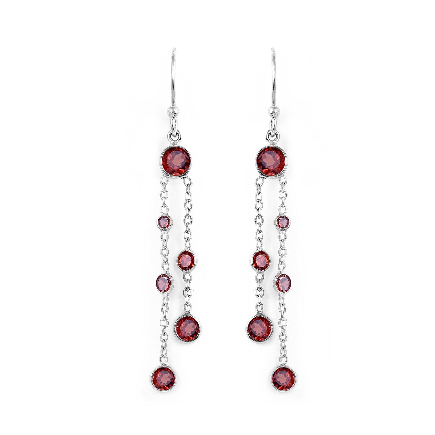 Red Zircon sterling silver earrings