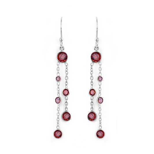 Red Zircon sterling silver earrings