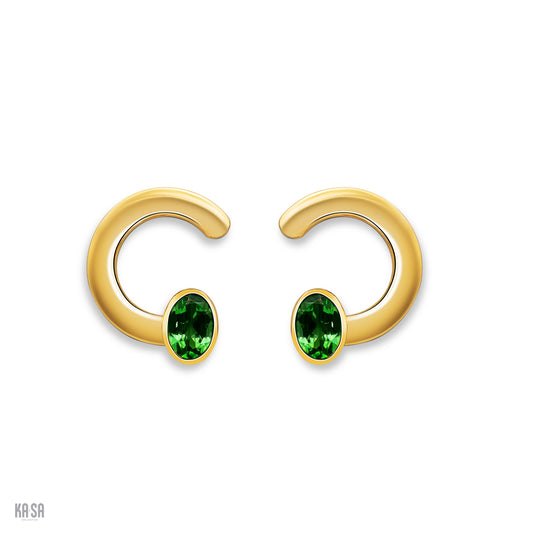 Tsavorite in 18K yellow gold earrings