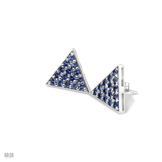 Tanzanite and sterling silver triangle earrings