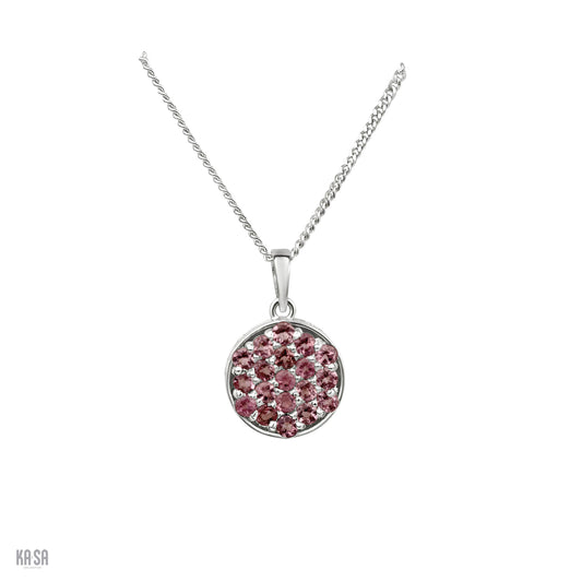 "Pretty in Pink" pink Tourmaline circle pendant