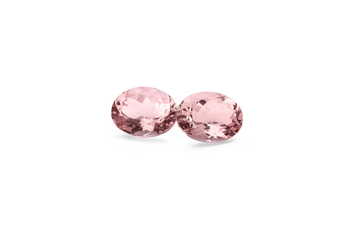 Pair of pink oval-cut morganite gemstones totalling 3.70 carats