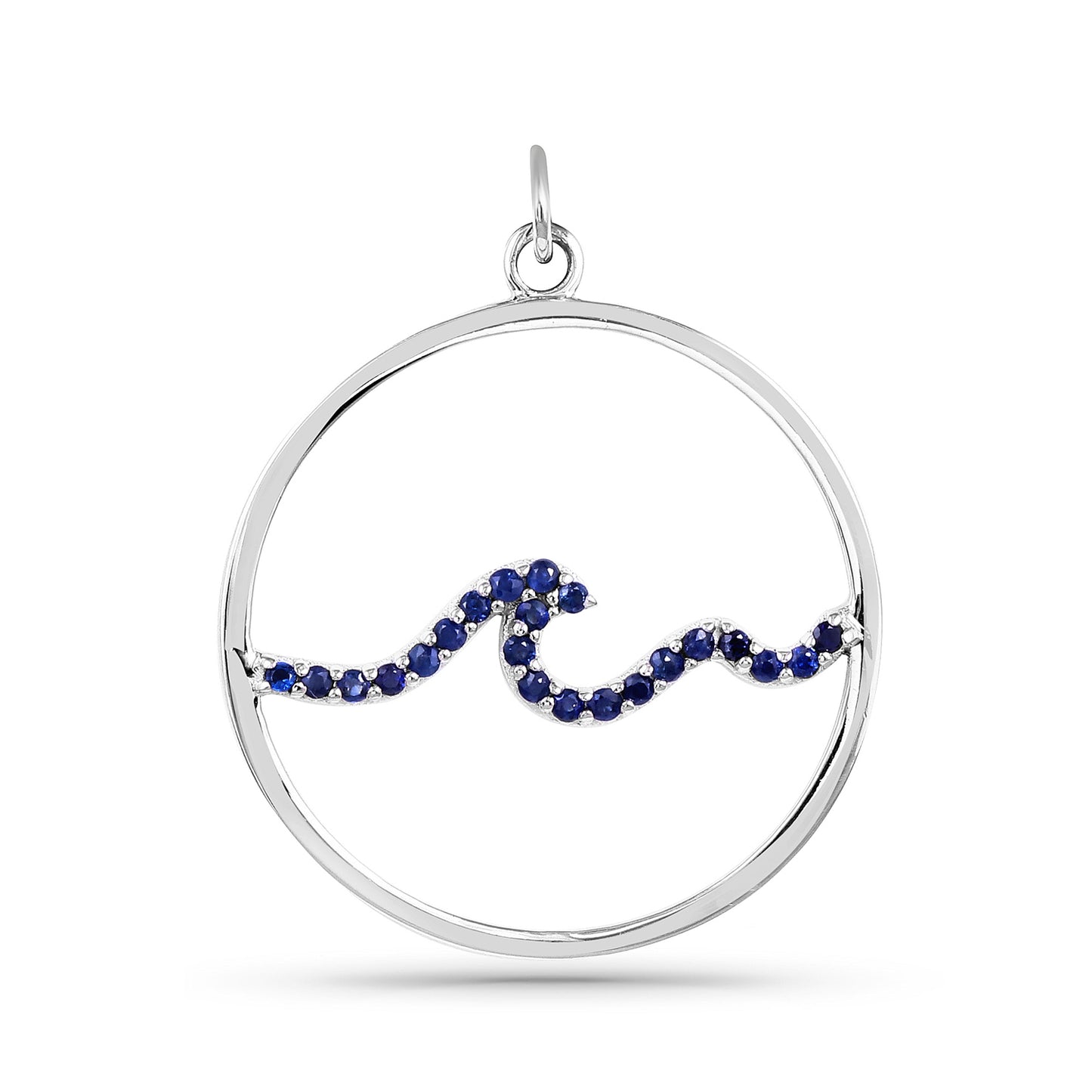 Blue sapphire pendant in 14K white gold