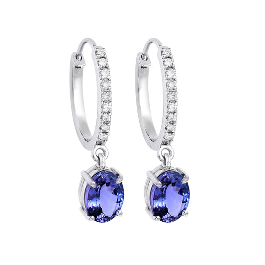 Tanzanite and diamond earrings in 14K white gold