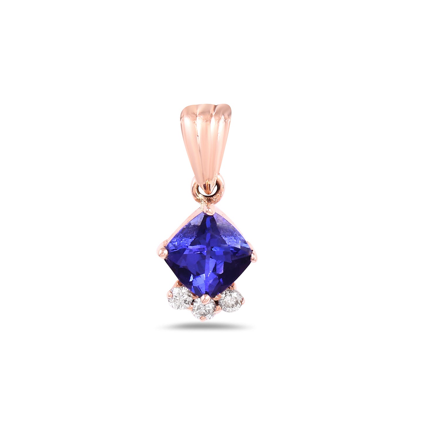 Tanzanite and diamond pendant in 14K rose gold