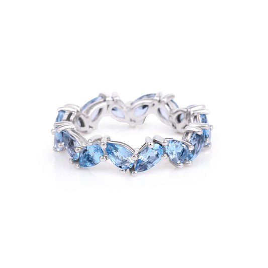 Aquamarine eternity ring in 14K white gold