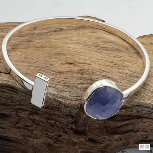 Tanzanite and silver cuff bracelet